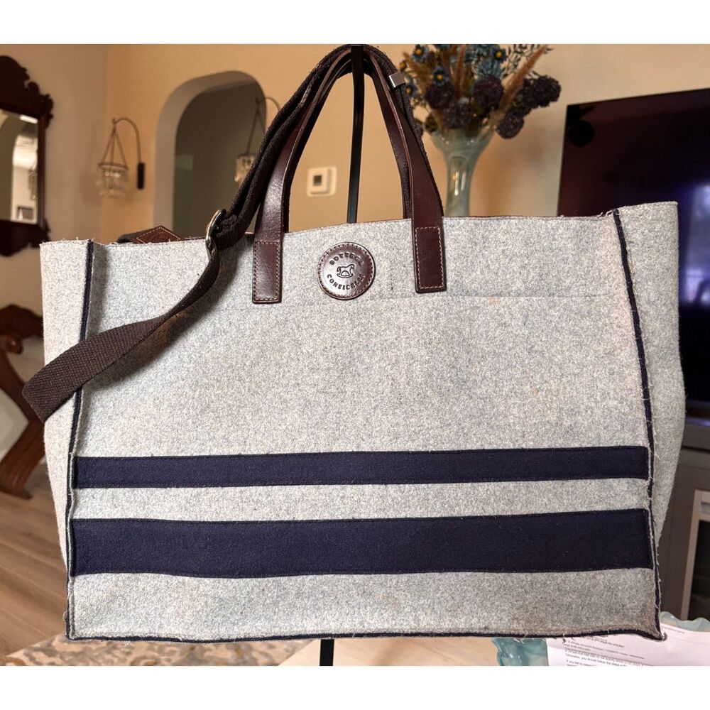 Bottega Conticelli "Isabelle" Italian Felt & Leather Tote Bag